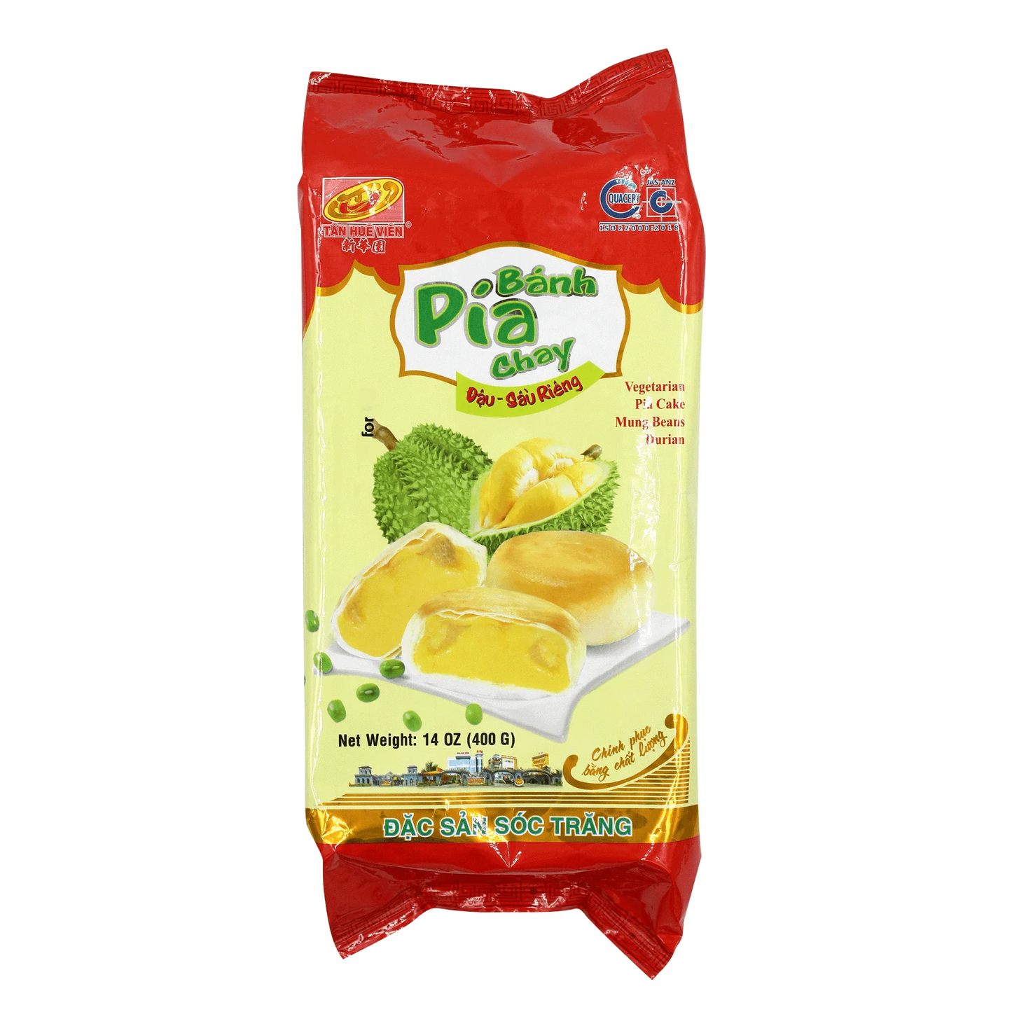 TAN HUE VIEN Pia Cake Durian & Mung Bean 400g