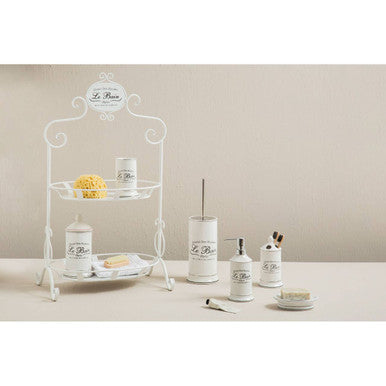 Le Bain White Ceramic Cotton Bud Storage Jar