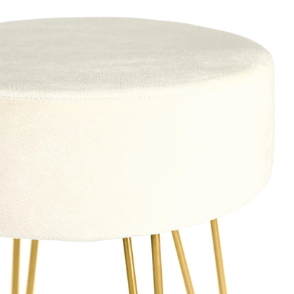 Cream Round Velvet Footstool
