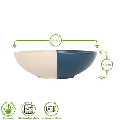 Colour Block Stoneware Pasta Bowl - 20.5cm