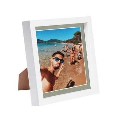 8" x 8" White 3D Box Photo Frame with 6" x 6" Mount