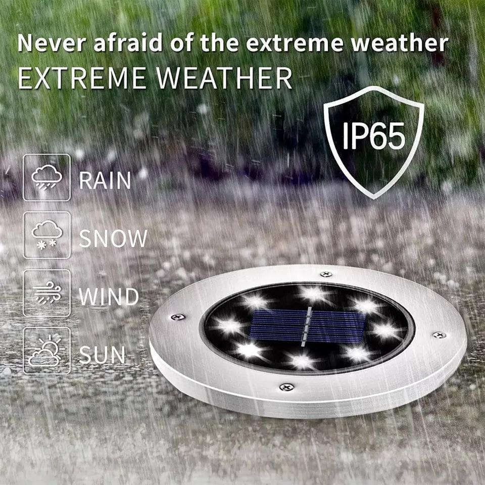 Silver LED Solar Ground Stake Lights - Warm White IP65 Waterproof