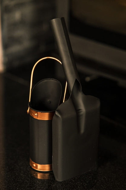 Fireside Coal Bucket & Match Canister - Black and Bronze