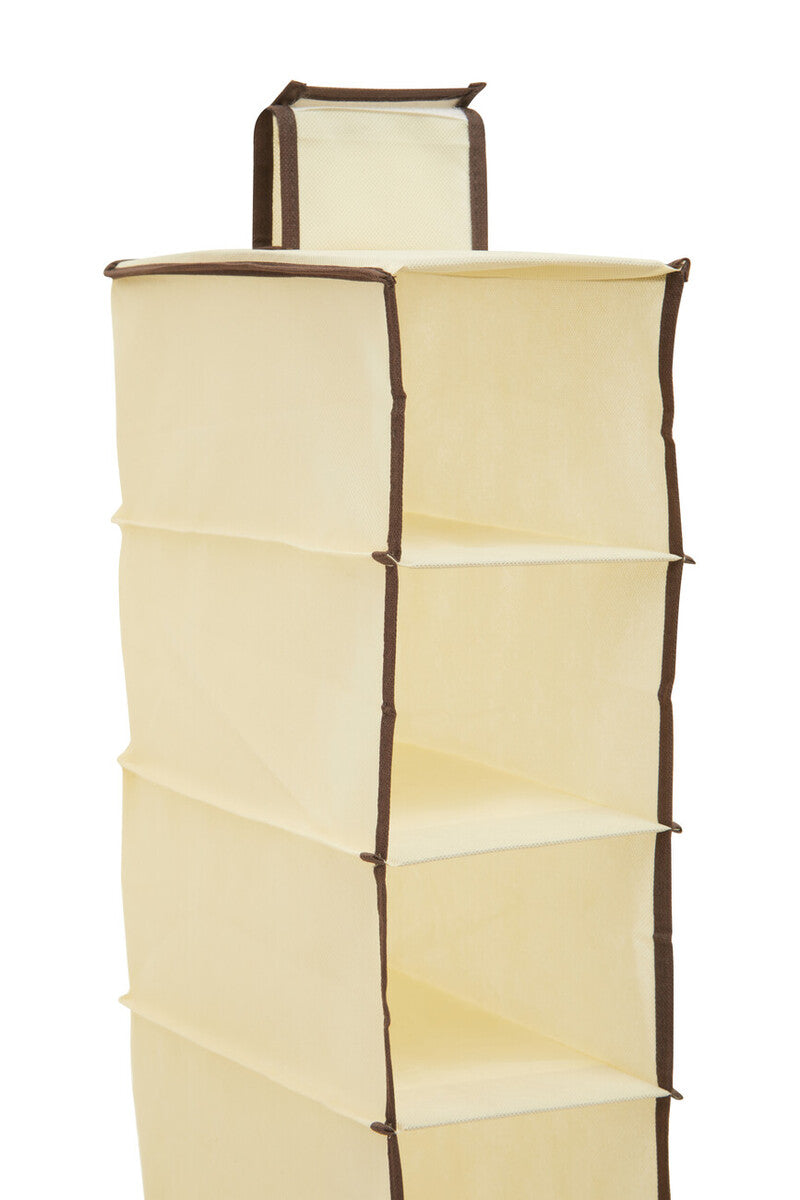 Tavia Cream Brown Trim 10 Section Hanging Shoe Organiser