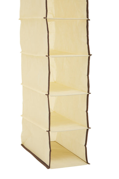 Tavia Cream Brown Trim 10 Section Hanging Shoe Organiser