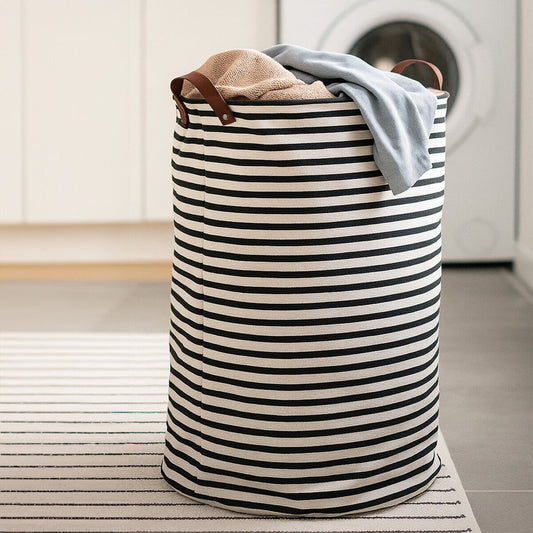 Stripe Black And Natural Laundry Bag