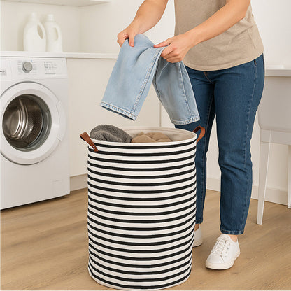 Stripe Black And Natural Laundry Bag