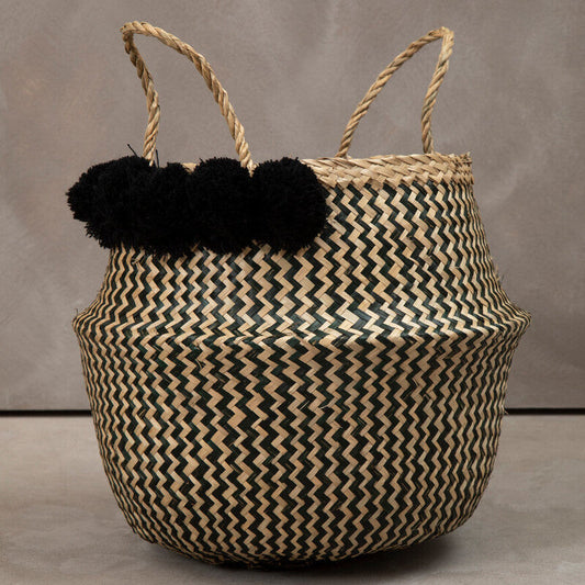 Lidi Pom Pom Seagrass Basket