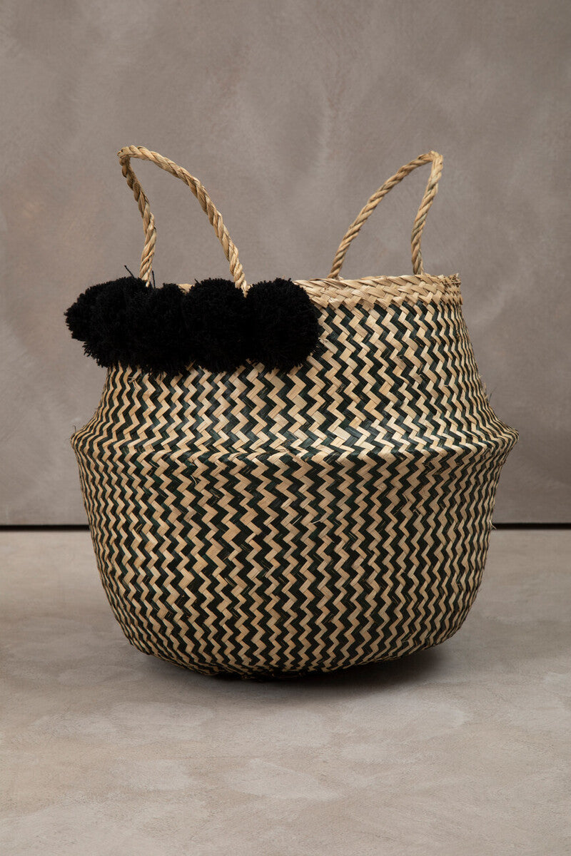 Lidi Pom Pom Seagrass Basket