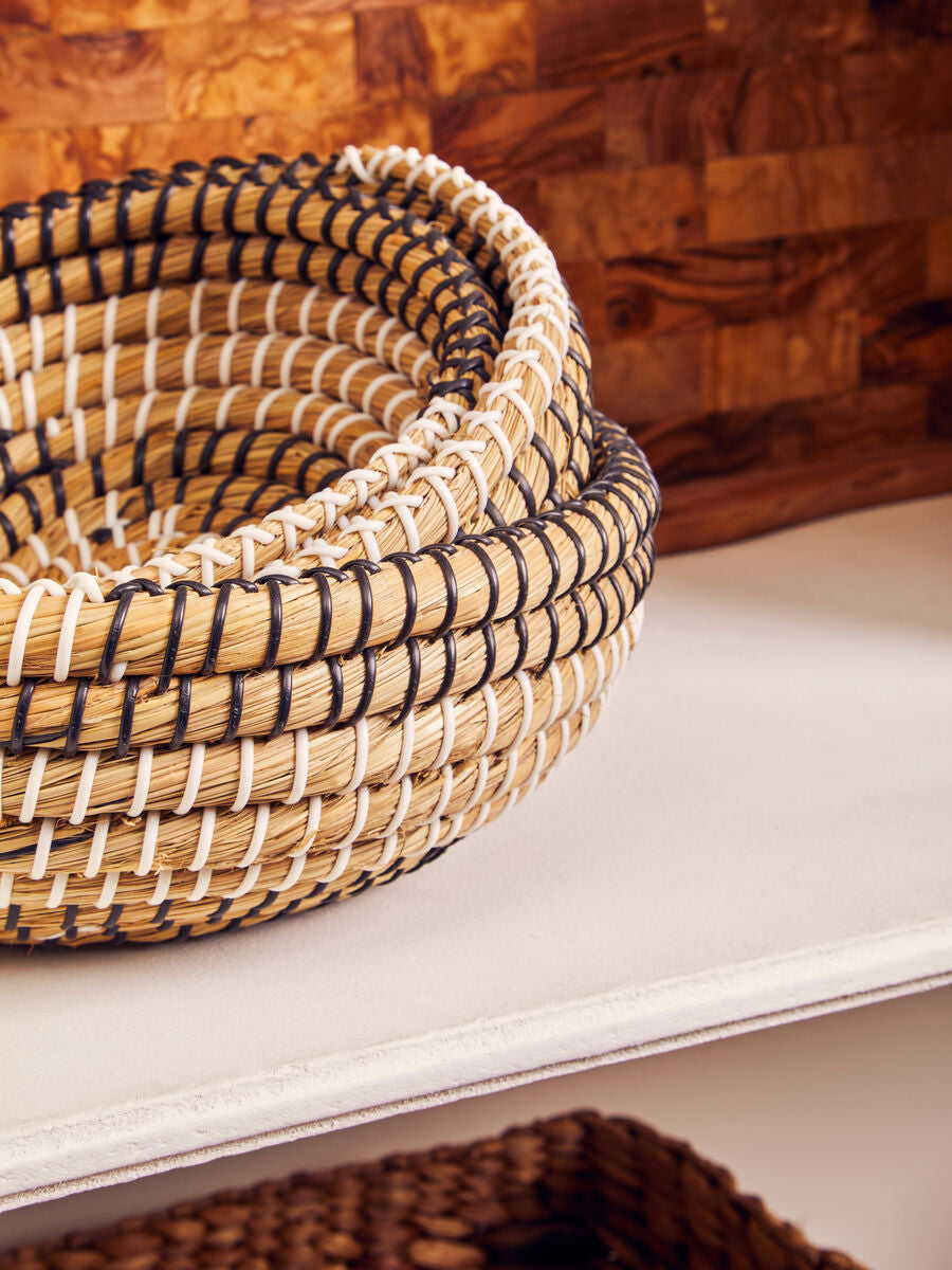 Lidi Set Of 3 Baskets With Black And White Detail