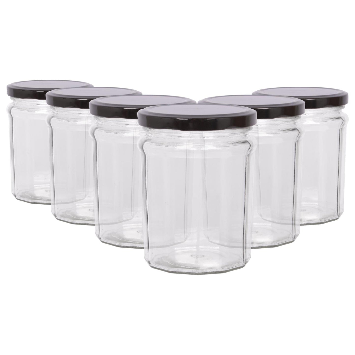 380ml Glass Jam Jars with Lids - Pack of 6
