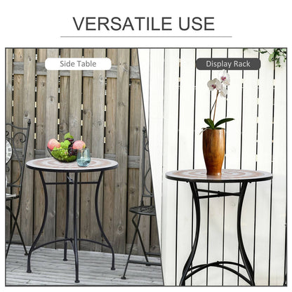 60cm Mosaic Round Bistro Table Side Bar Table Patio Garden Outdoor Balcony Furniture