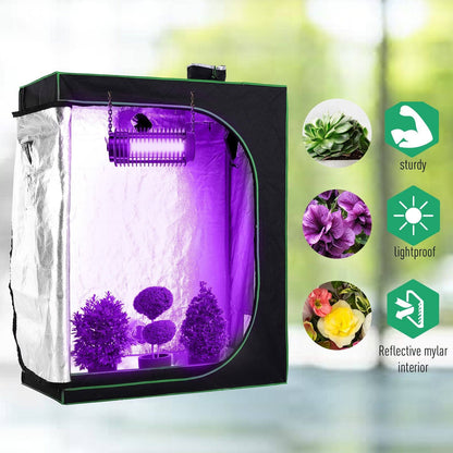 Hydroponic Plant Grow Tent Canopy Indoor Reflective Mylar Green Room 600D Oxford 120L x60W x150H cm Silver