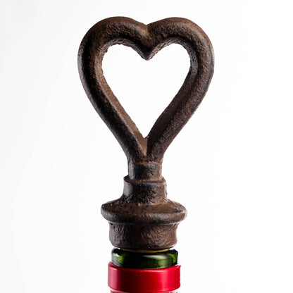 Modern Love Heart Shaped Bottle Stopper Vintage Style Cast Iron