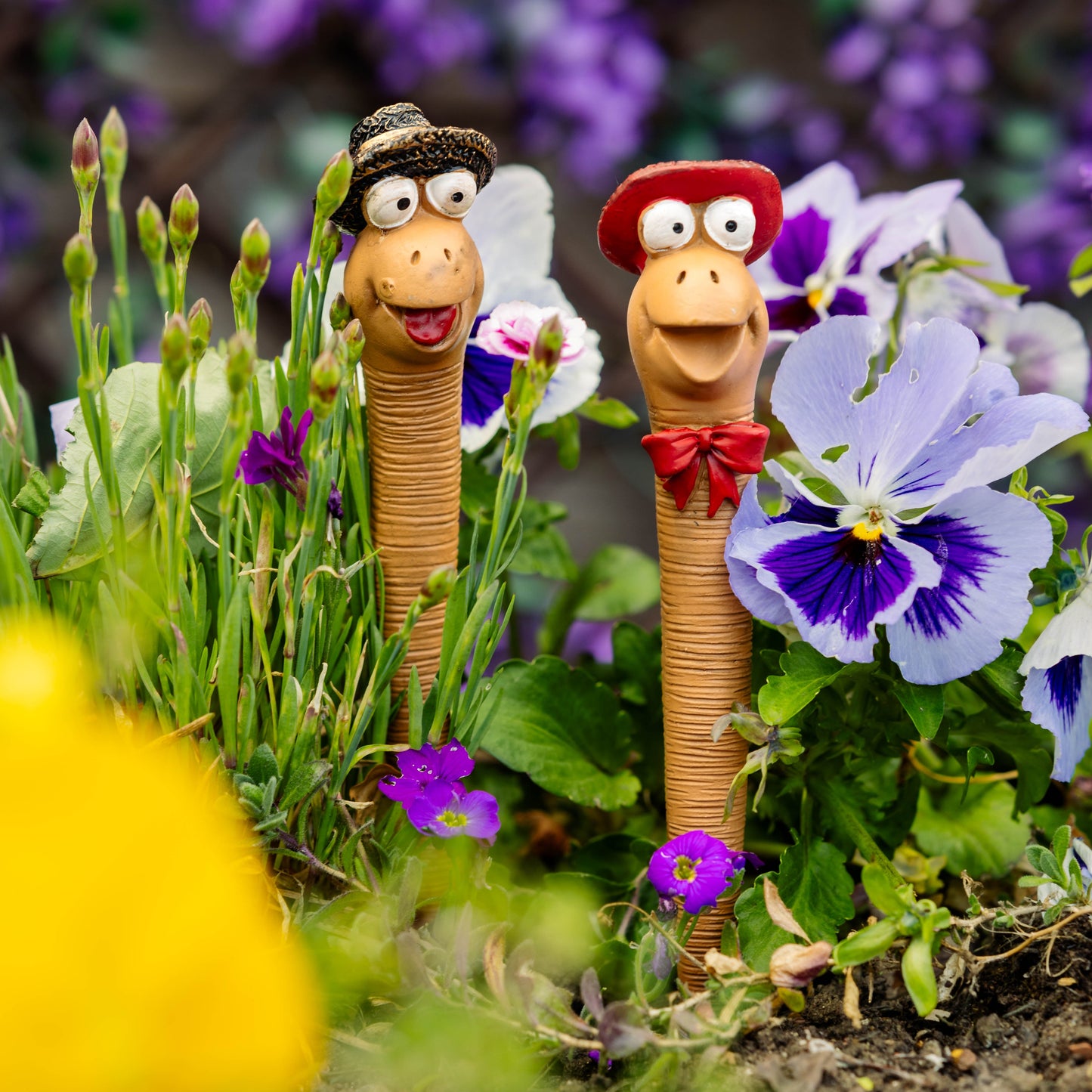 5pc Garden Worms Family Ornaments Miniature Set Resin Decorative Figurines Plant