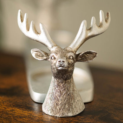 Silver Stag 3 Pillar Candle Holder
