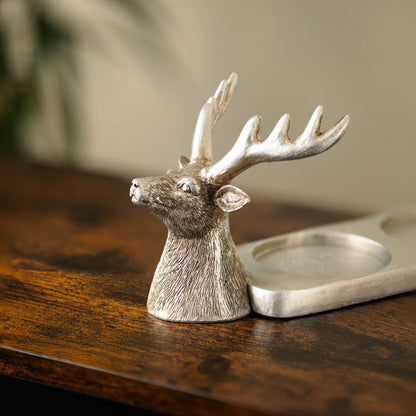 Silver Stag 3 Pillar Candle Holder