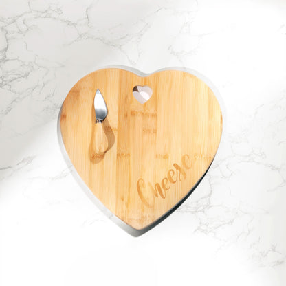 Wooden Cheese Board With Knife, Heart Home Kitchen Wood Serving Platter