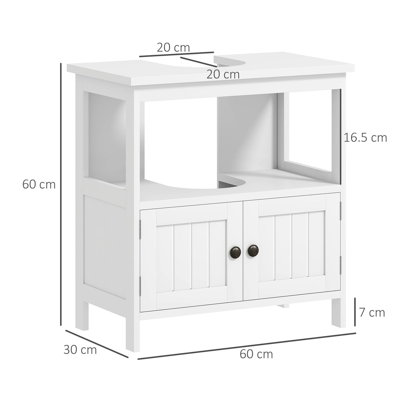 kleankin Bathroom Pedestal Under Sink Cabinet  Storage Shelves, Door, White
