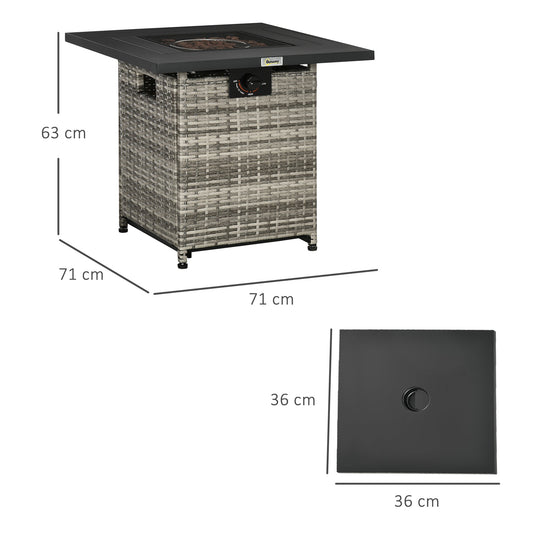 Outdoor PE Rattan Gas Fire Pit Table