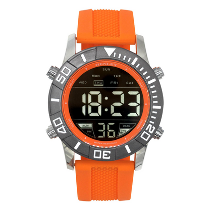 Henley Mens Digital Black Dial Rubber Strap Watch Orange HDG037.8