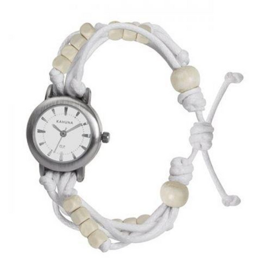 Kahuna Ladies White dial with Fabric Strap Friendship Watch KLF-0001L  - CLEARANCE NEEDS RE-BATTERY