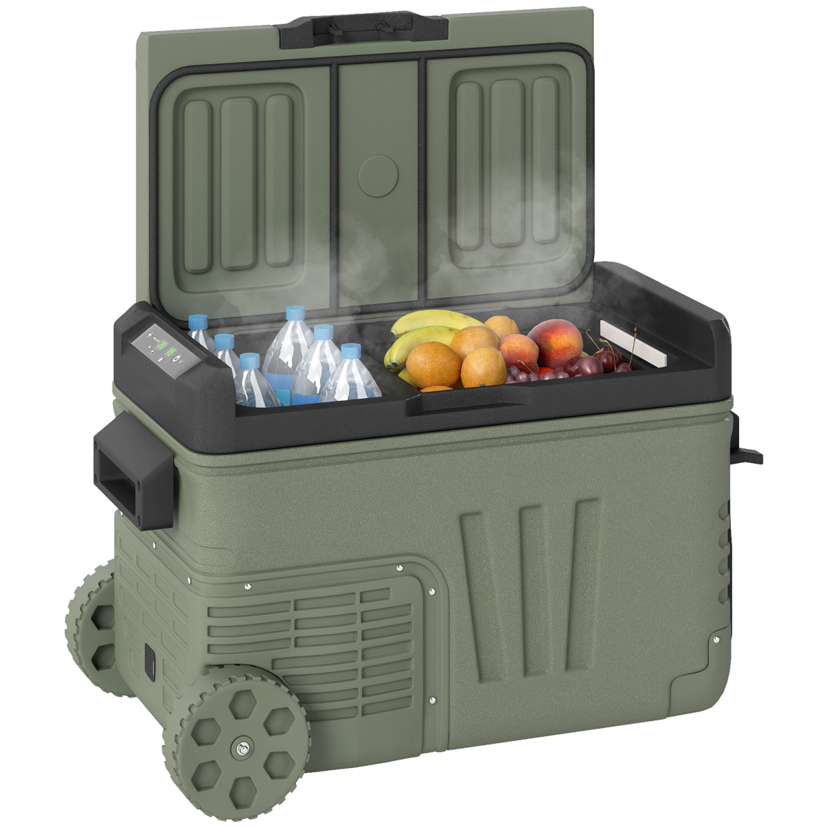 Outsunny 33L Camping Fridge Freezer Dual Zone Car Fridge, DC & AC, -20-20℃