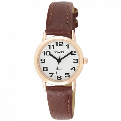Ravel Ladies Basic White Dial Brown Leather Strap Watch R0105.42.2A
