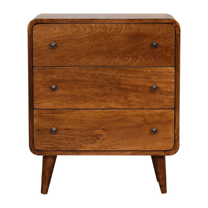 Artisan Furniture Solid Mango Wood Mini Curved Chestnut Chest