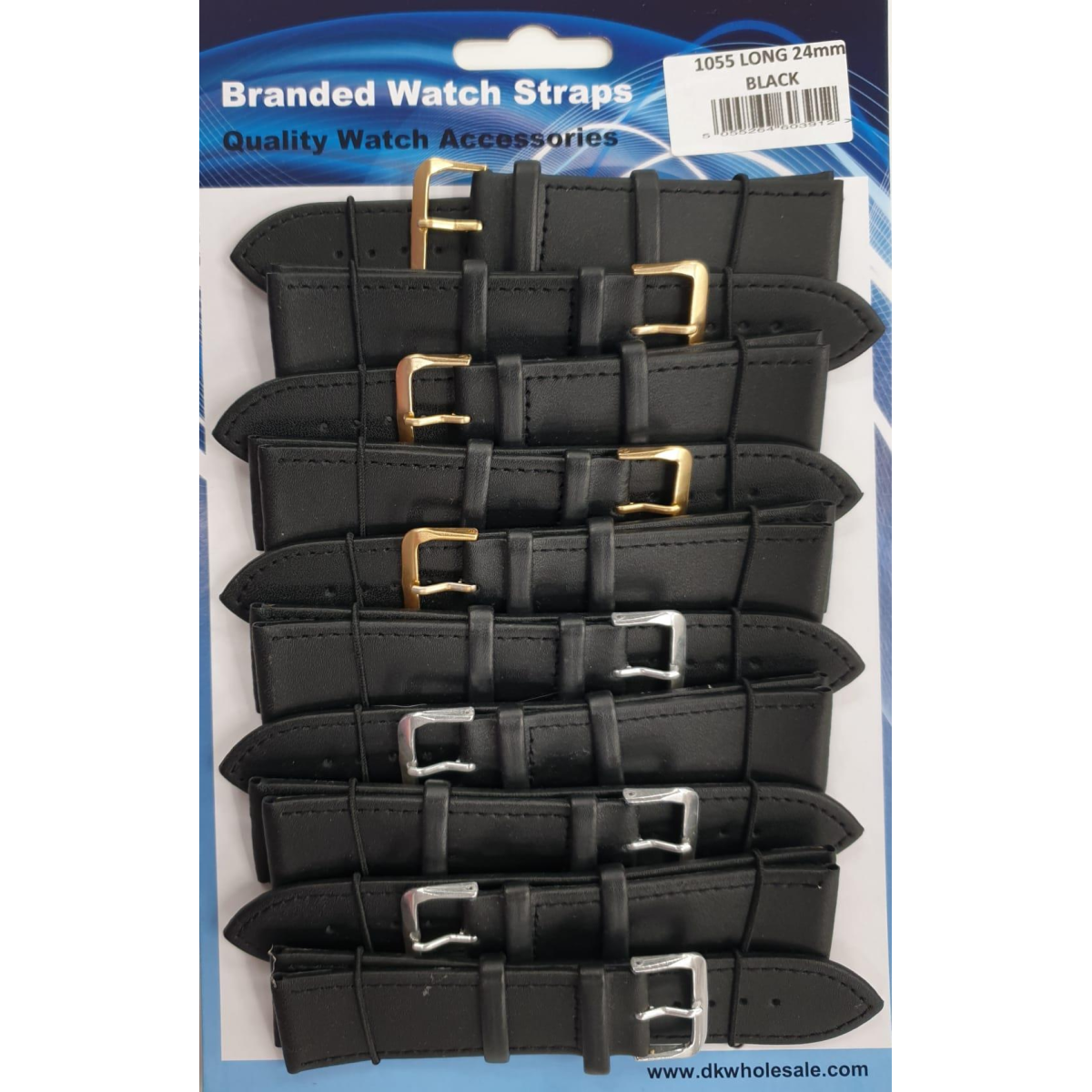 Leather Black Extra Long Watch Straps Pk 10 size 24mm 1055.05