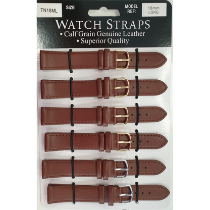 TNML Tan calf regular watch straps LONG card of 6
