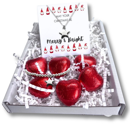 Merry & Bright Christmas Mini Gift Hamper & Silver Star Necklace