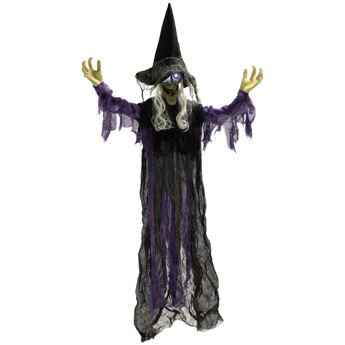Outsunny Voice Activated Halloween Animatronics Hanging Witch, Purple