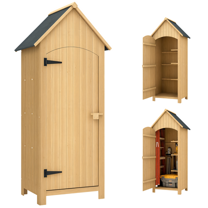 Outsunny Wooden Small Garden Shed with 3 Shelves and Tilt Roof