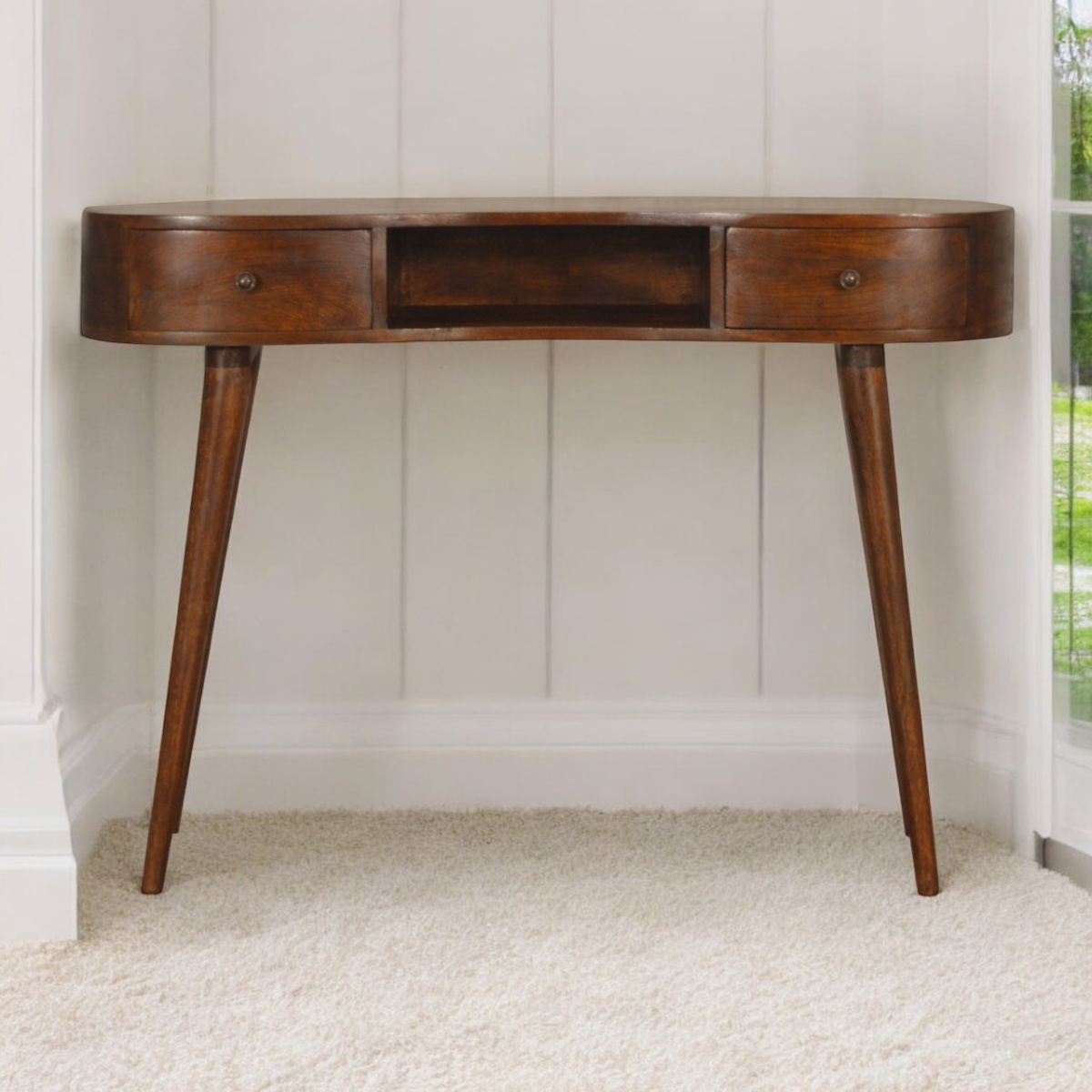 Artisan Furniture Solid Wood Chestnut Wave Writing Desk
