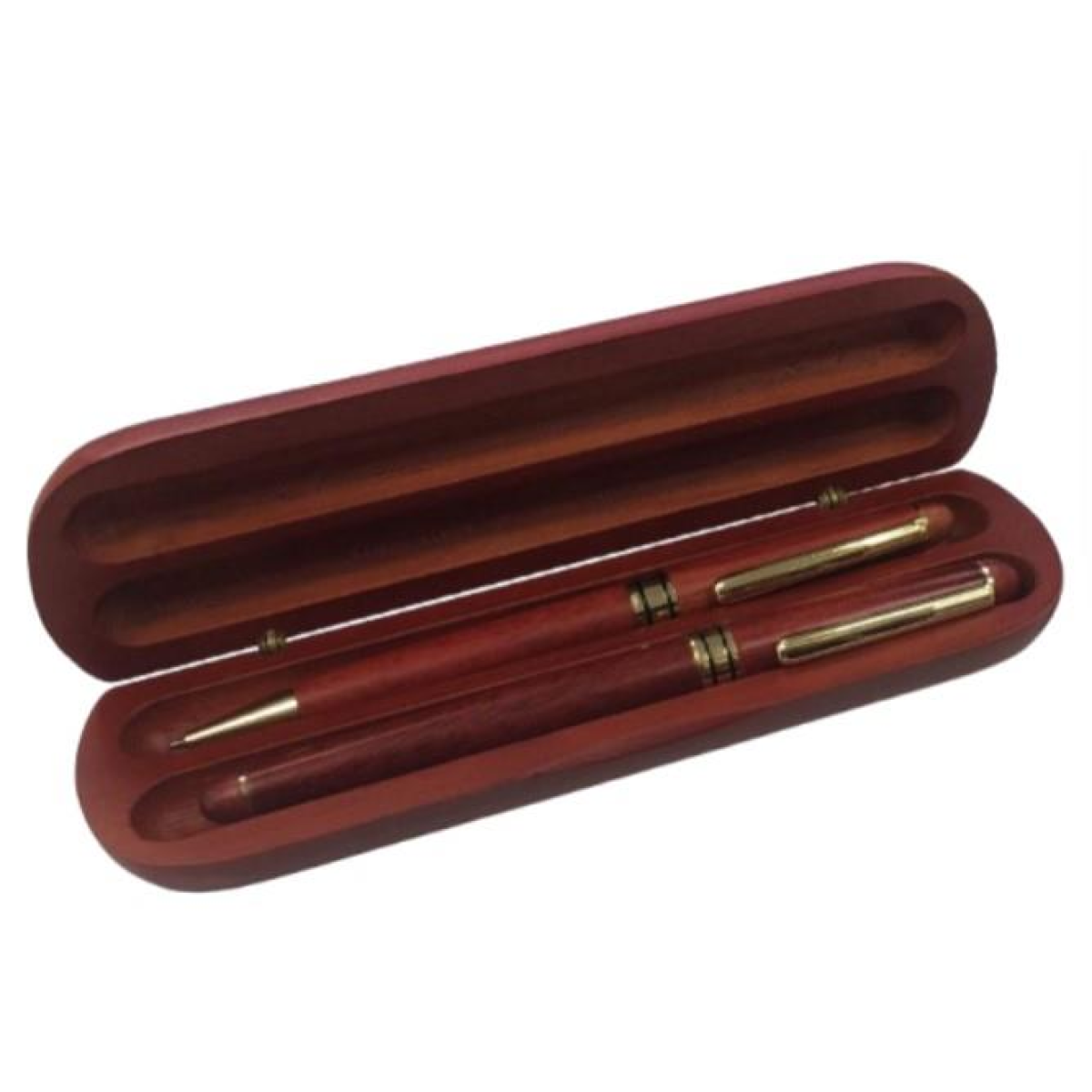 Imperial Wooden Dark Brown Gold Trim 2 Ball Pens IMP356R Gift Set - CLEARANCE NEEDS RE - Refill