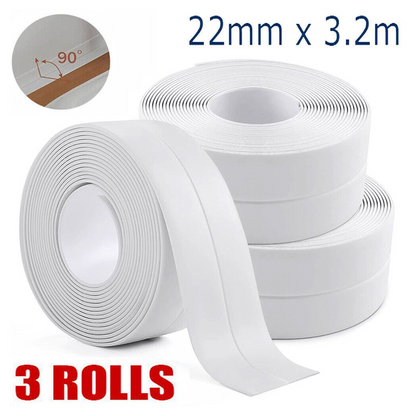 3PCS Bath Kitchen Caulk Tape Sealant Strip PVC Self Adhesive Toilet Wall Sealing Tape