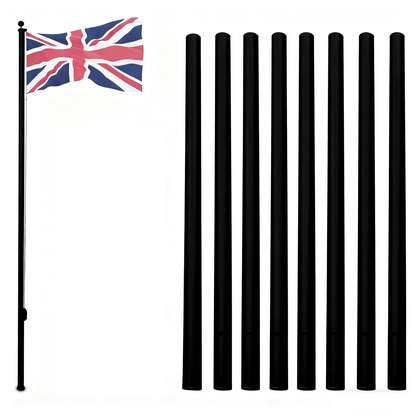 5.1*5.1*750cm Aluminum Alloy Splicing Flagpole Adjustable And Retractable Courtyard Outdoor Flagpole, Black