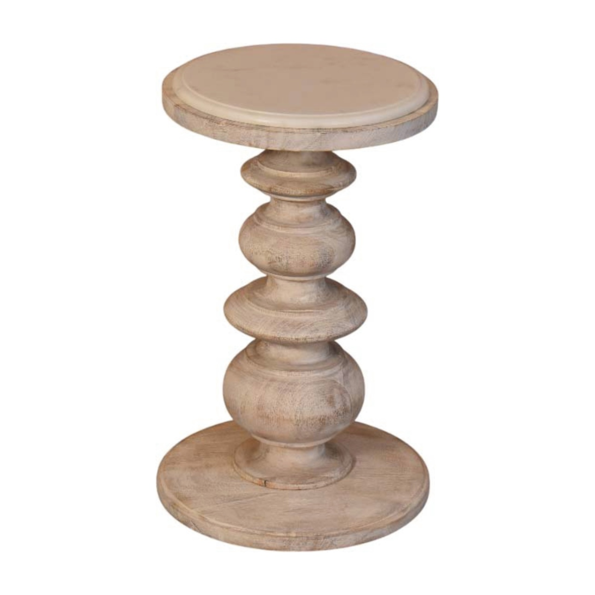 Artisan Furniture Solid Wood The Bellis Marble Accent Table, Beige
