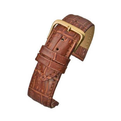 Tan Padded Crocodile Grain Watch Strap 20mm