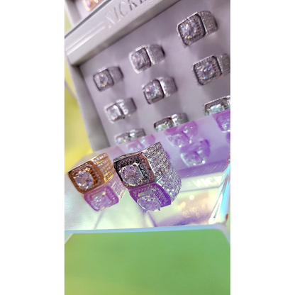 Men's Iced Out Crystal Box Set of 12 Rings