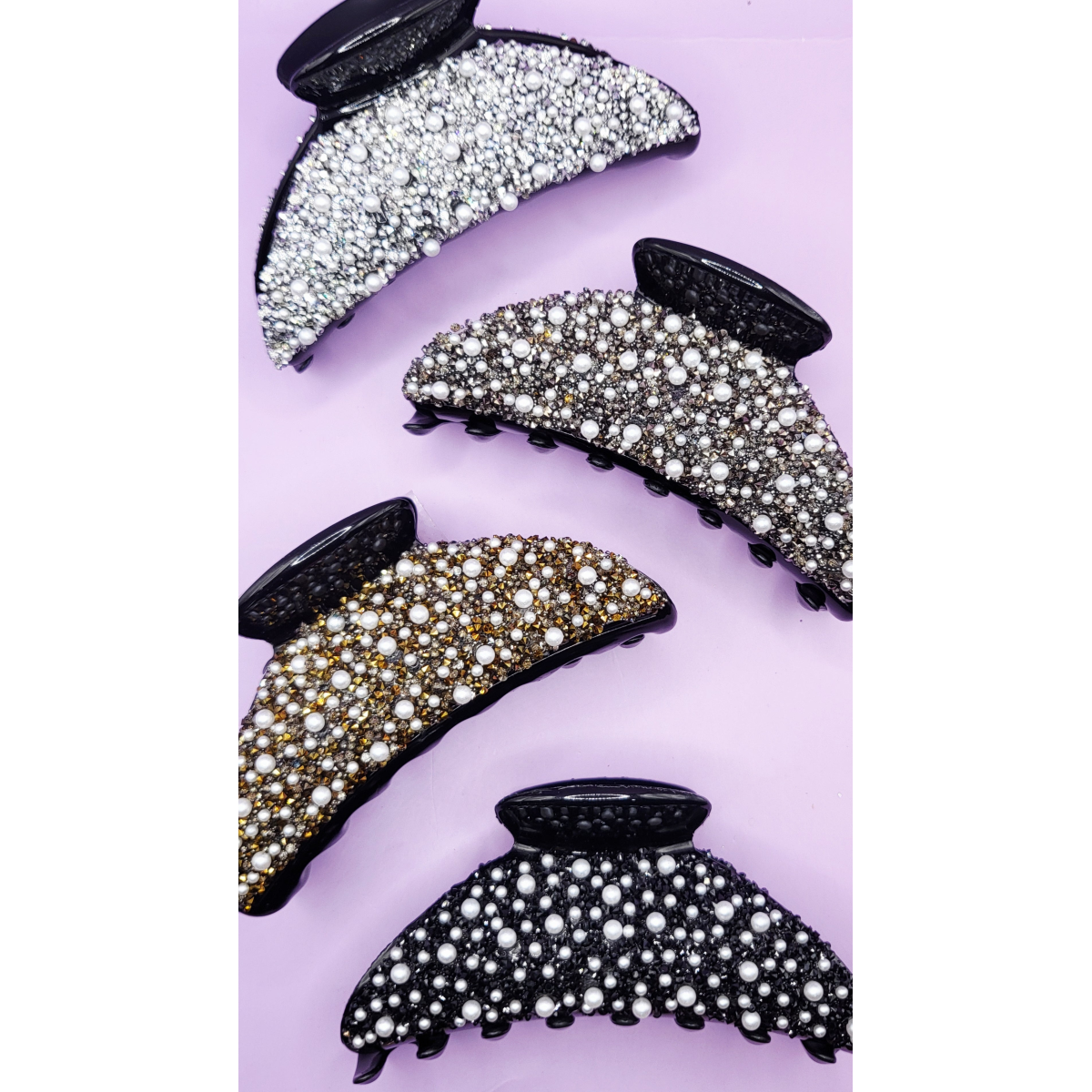 Pearl Rhinestone Hair Clamps Pack of 12