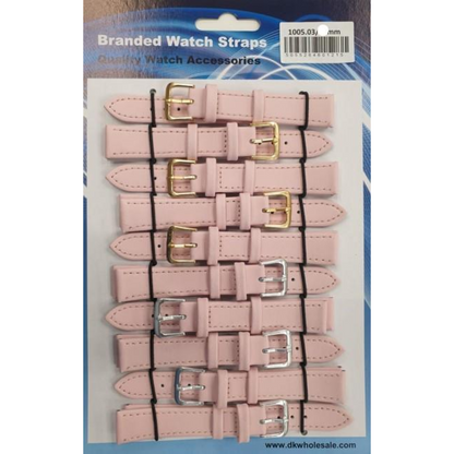 Leather Pink Watch Straps Pk10 available sizes 14mm 1005.03