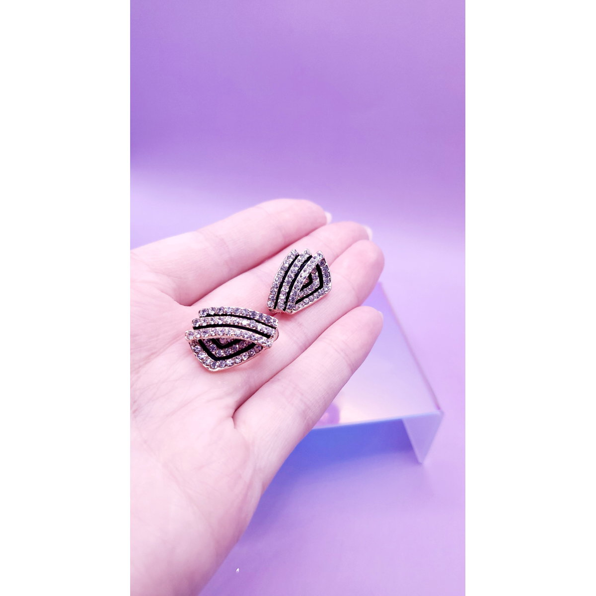 Layered Crystal Non Pierced Clip On Earrings