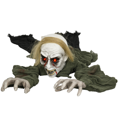 HOMCOM 167 cm Halloween Outdoor Decoration Crawling Zombie, Sound Activated