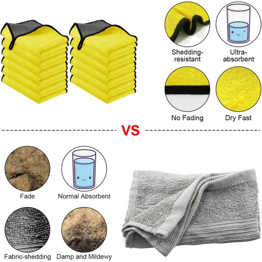 12PCS Car Cleaning Towels Drying Wash Cloth Microfibre Super Absorbent Polishing