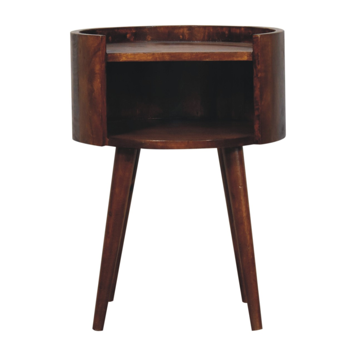 Artisan Furniture Solid Wood Chestnut Round Open Slot Bedside
