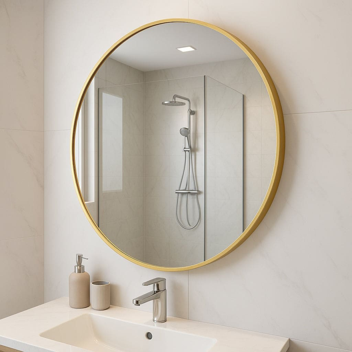 Rei - Round Gold Metal Circle Mirror - 70cm x 70cm