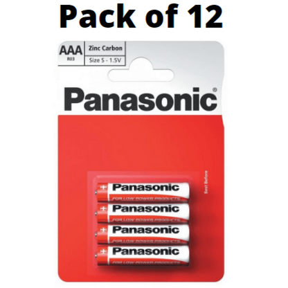 Panasonic AAA Zinc Batteries 4 Per Card- Box of 12