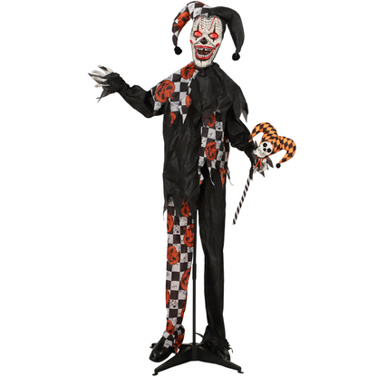 Outsunny Sound Activated Halloween Animatronics Clown with Red Light Up Eyes